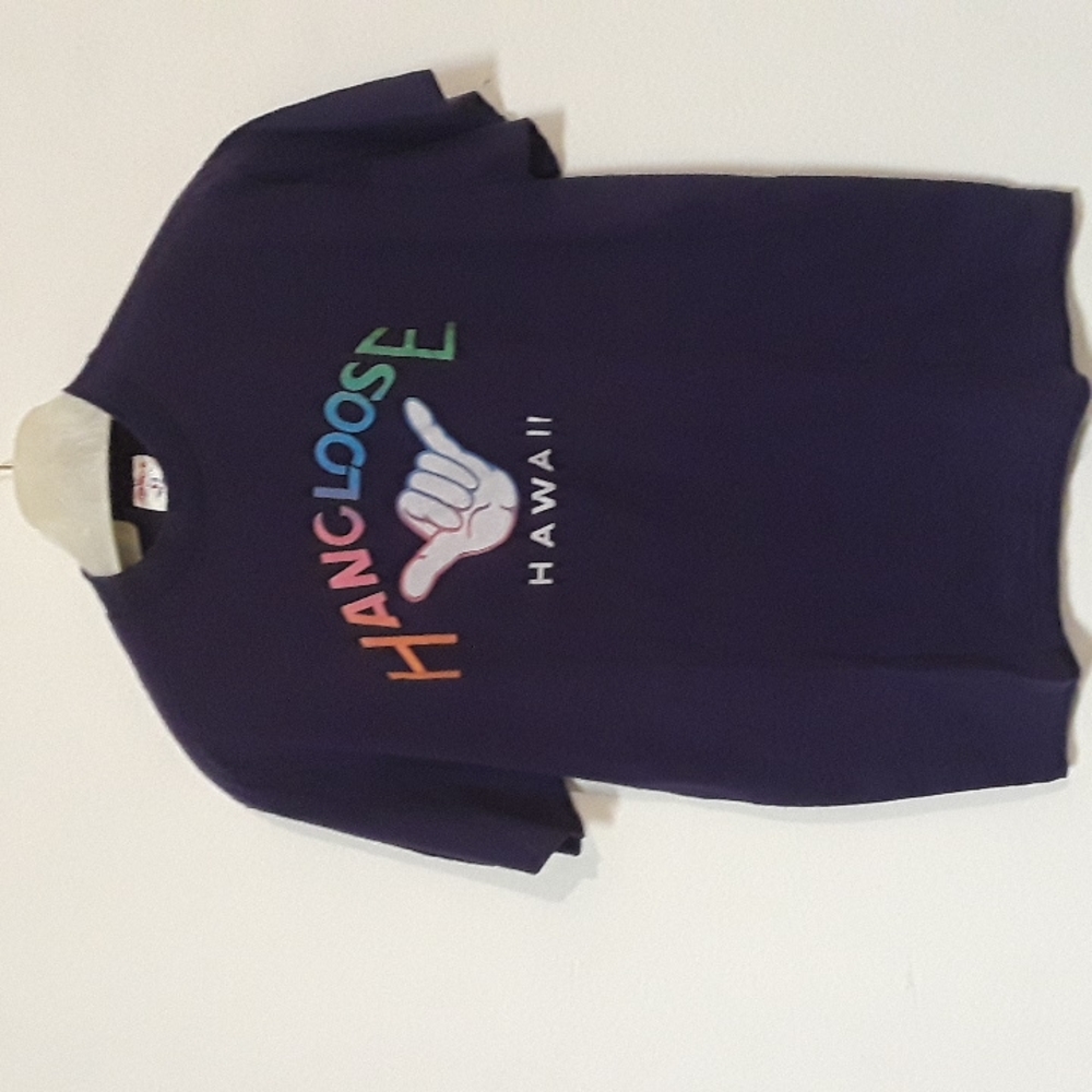 *C8MNS - RARE VINTAGE " SHAKA" HANGLOOSE HAWAII SIZE XL  PURPLE SHIRT U.S.A.